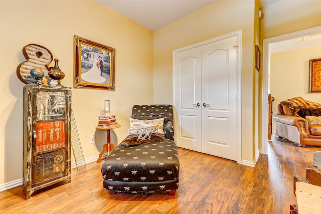 living area featuring wood-type flooring