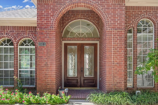 property entrance with french doors