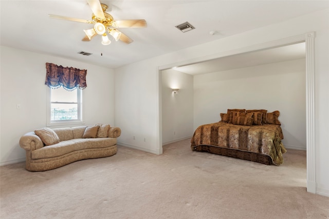 interior space with ceiling fan