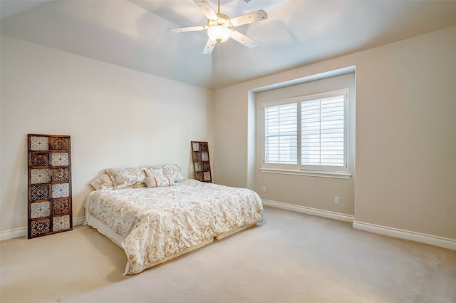 bedroom with carpet flooring and ceiling fan