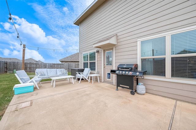 view of patio / terrace featuring outdoor lounge area and area for grilling