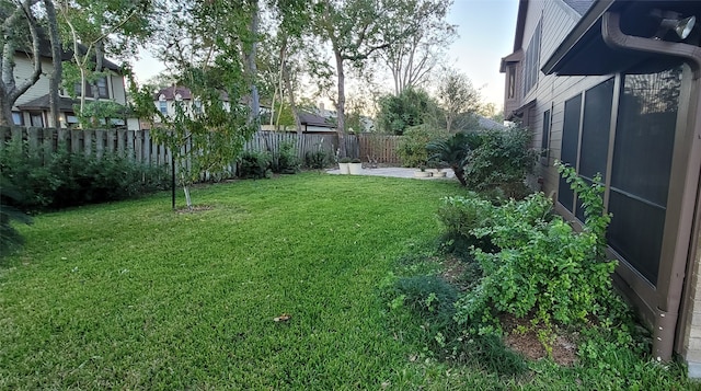 view of yard with a patio area