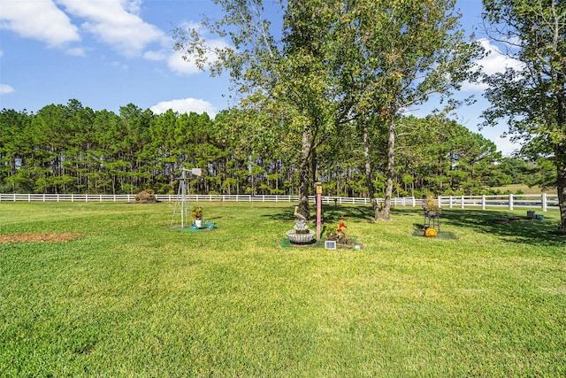 view of yard featuring a rural view