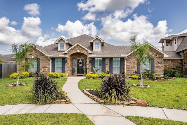 view of front of property with a front lawn