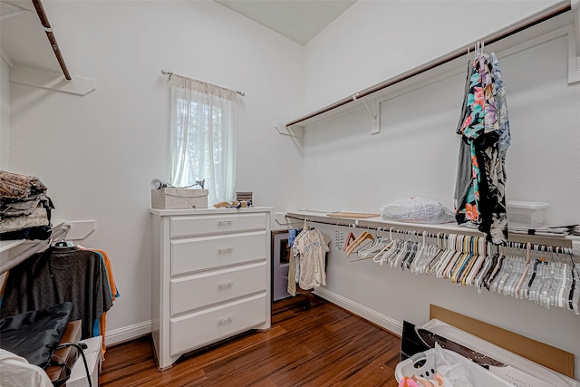 walk in closet featuring dark hardwood / wood-style flooring