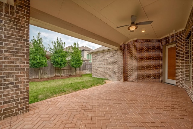 view of patio / terrace with ceiling fan