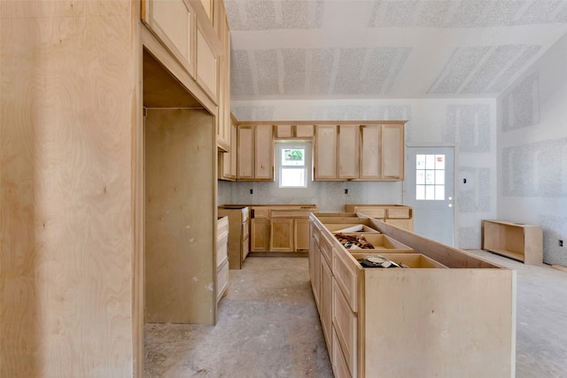 kitchen with light brown cabinets