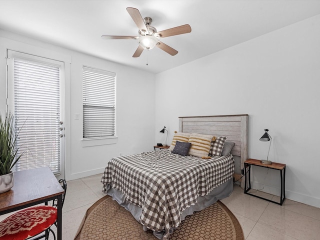 bedroom featuring ceiling fan