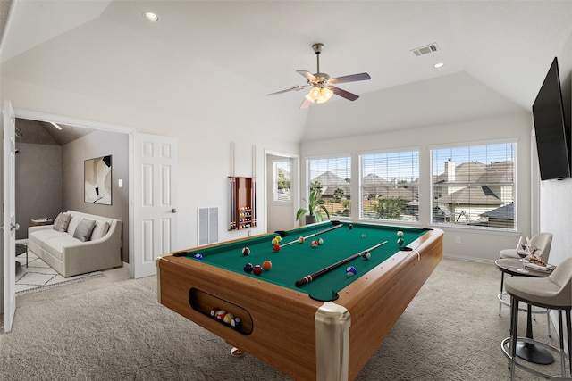 recreation room with plenty of natural light and vaulted ceiling