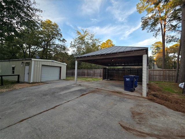 exterior space featuring a carport