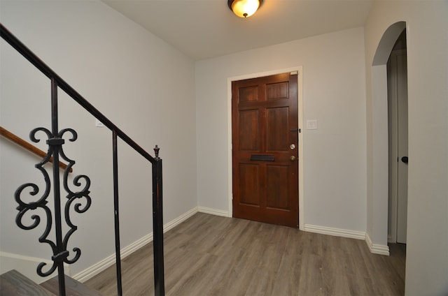 entrance foyer with light hardwood / wood-style flooring