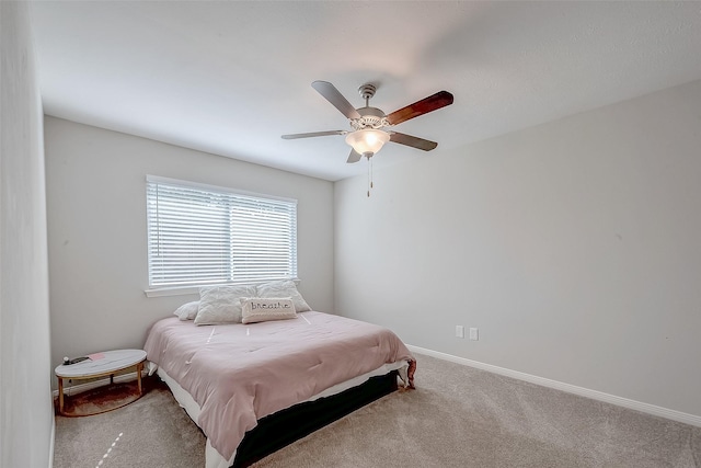 bedroom with carpet floors and ceiling fan