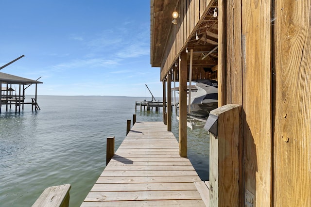 view of dock featuring a water view