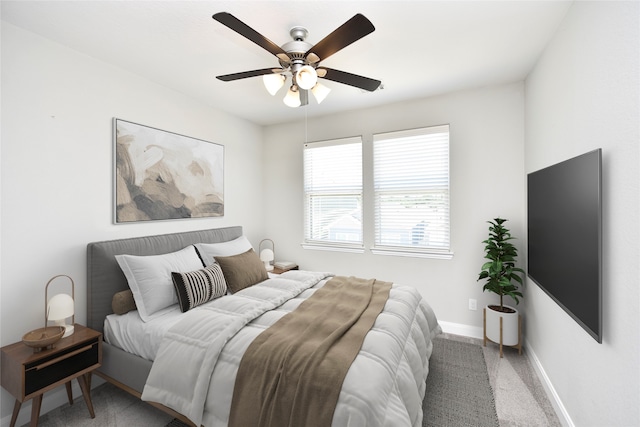 bedroom with carpet and ceiling fan