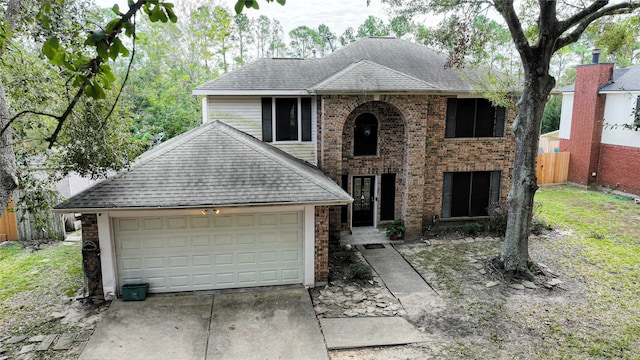 view of front of house with a garage