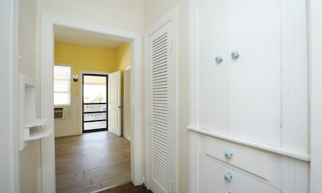 hallway featuring wood-type flooring