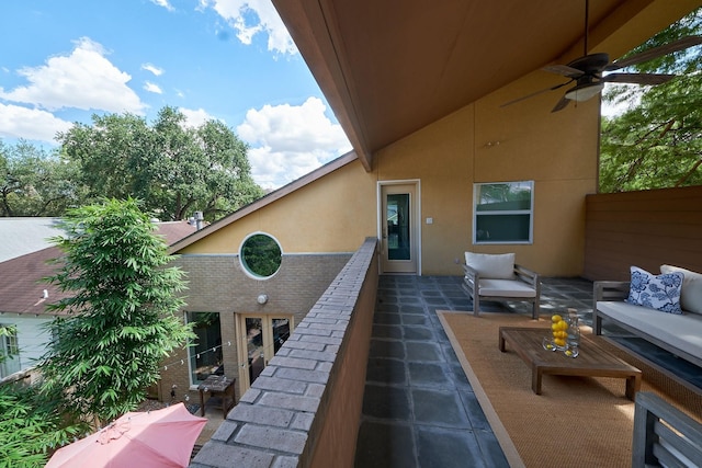 view of patio / terrace featuring ceiling fan