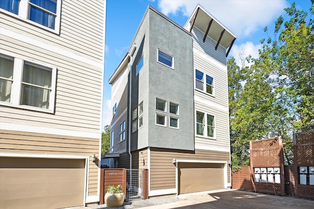 exterior space featuring a garage