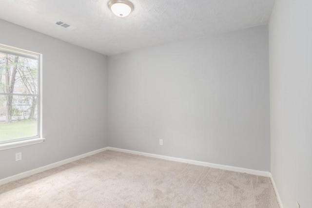 empty room with light carpet, baseboards, and a wealth of natural light