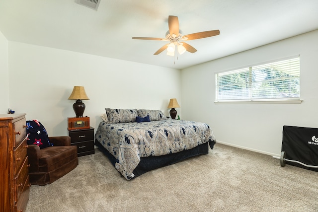 bedroom with carpet flooring and ceiling fan