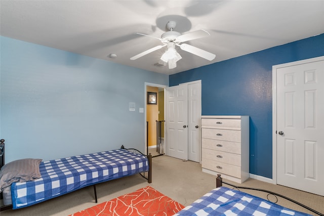 bedroom featuring ceiling fan