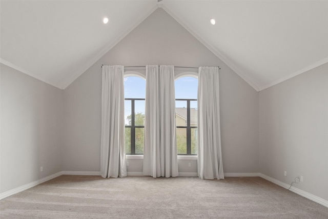 bonus room featuring light carpet and vaulted ceiling