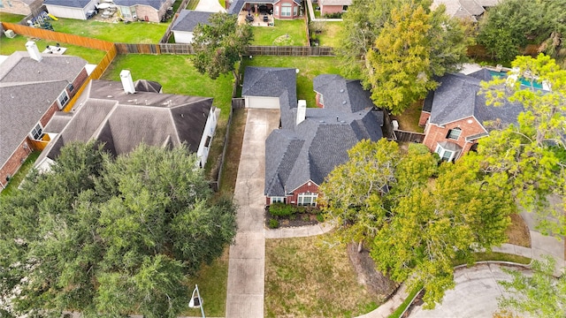 aerial view with a residential view
