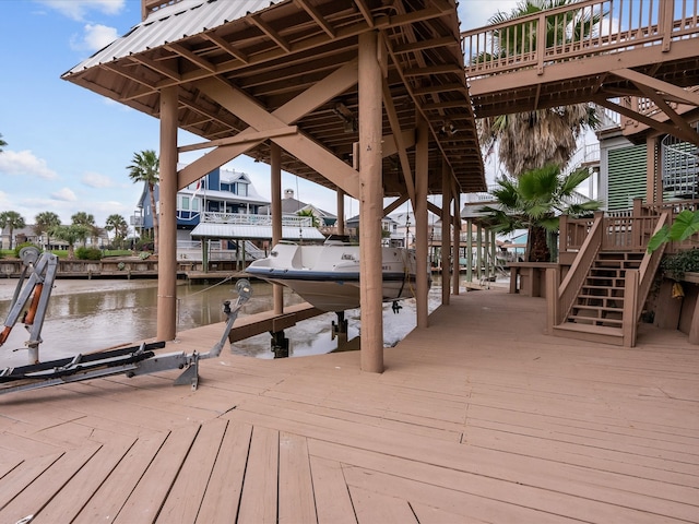 view of dock featuring a water view