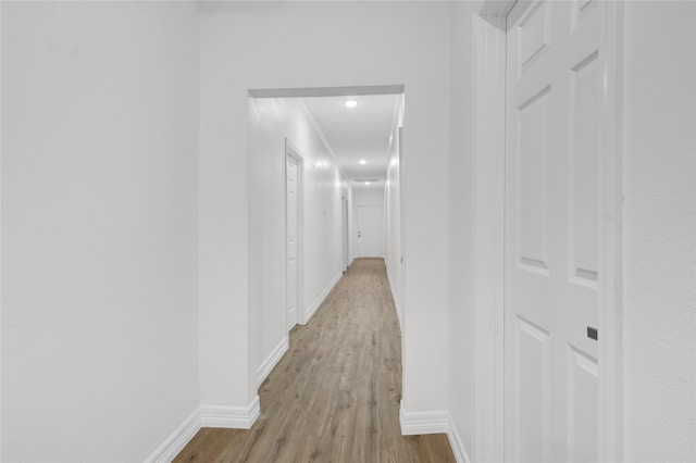 hall with light hardwood / wood-style flooring