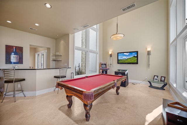 rec room featuring pool table