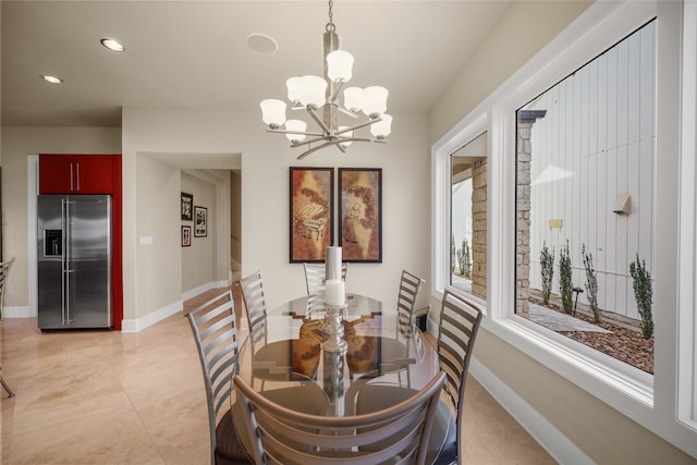 dining room with an inviting chandelier