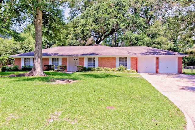 ranch-style house with a front lawn