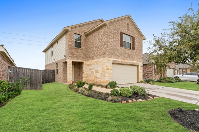 view of front of home featuring a garage and a front yard