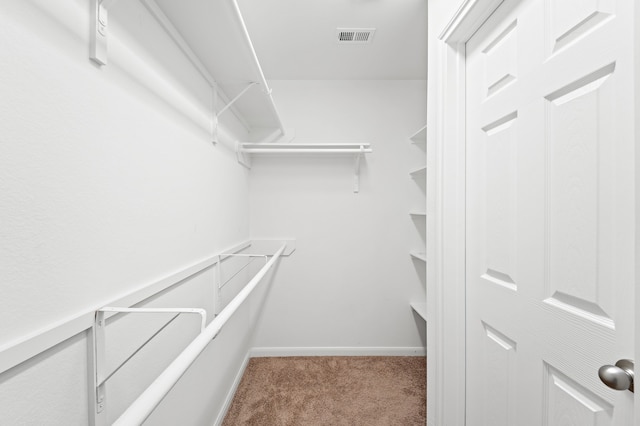 walk in closet with carpet floors