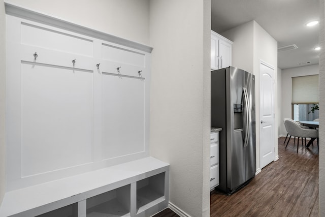 mudroom with dark hardwood / wood-style flooring