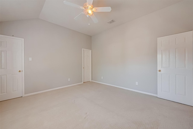 2519 Meadow Tree Ln, Spring, TX 77388 - unfurnished bedroom with light colored carpet, vaulted ceiling, and ceiling fan
