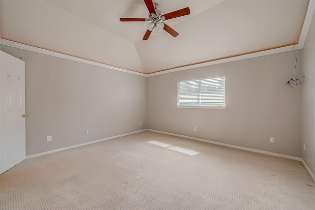 2519 Meadow Tree Ln, Spring, TX 77388 - unfurnished room featuring light colored carpet, lofted ceiling, and ceiling fan