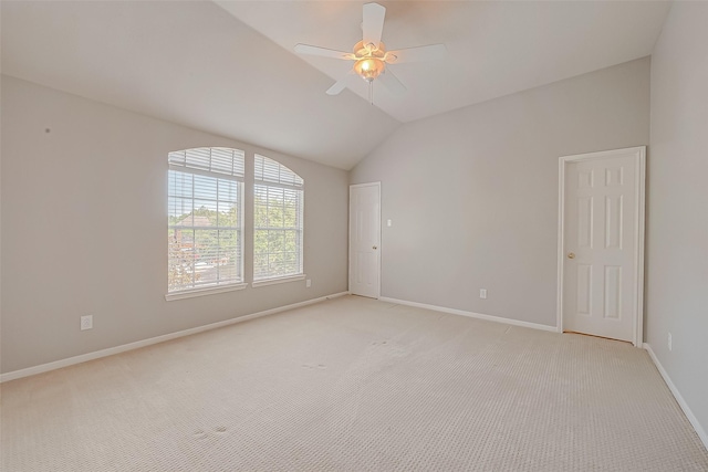 2519 Meadow Tree Ln, Spring, TX 77388 - spare room with ceiling fan, vaulted ceiling, and light colored carpet