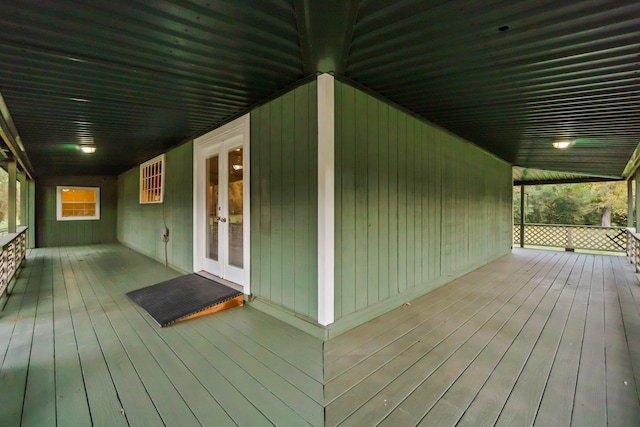 wooden deck with french doors