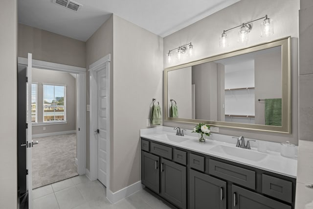 16034 Mason Run Dr, Houston, TX 77079 - full bathroom featuring double vanity and tile patterned flooring