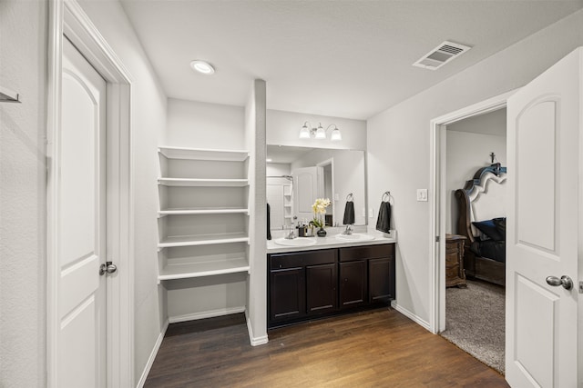 bathroom featuring vanity and wood-type flooring