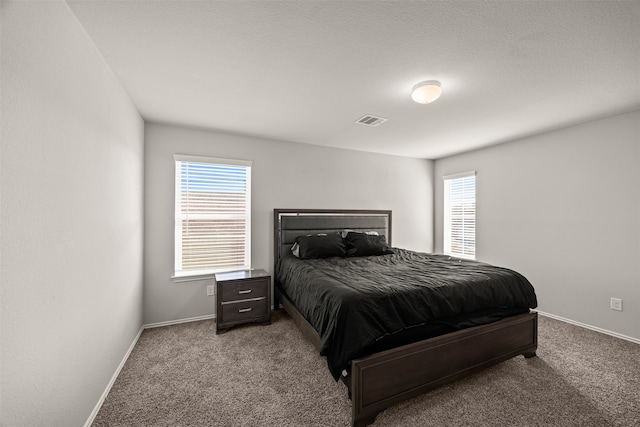 carpeted bedroom with multiple windows