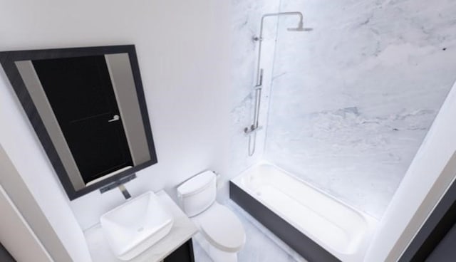 full bathroom featuring vanity, toilet, and shower / tub combination