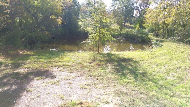 view of yard with a water view