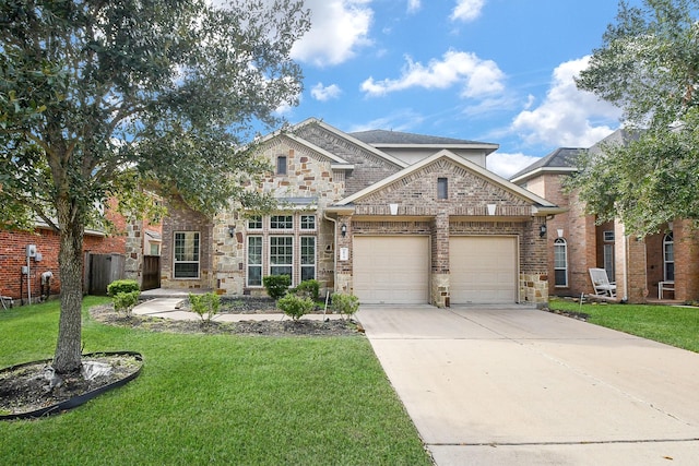 view of front of home with a garage and a front yard