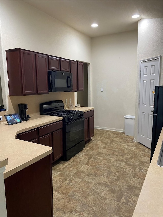 kitchen with black appliances