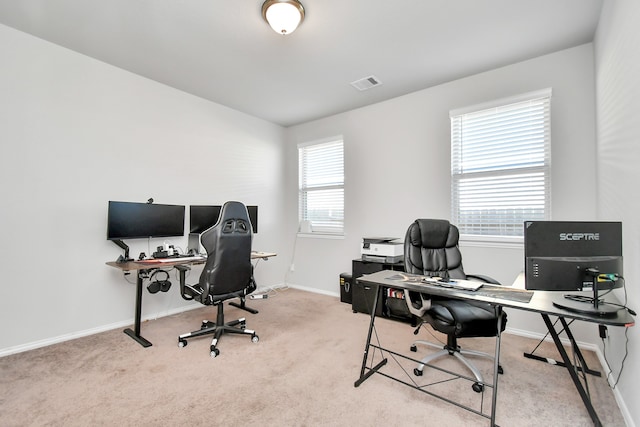 office area with light carpet