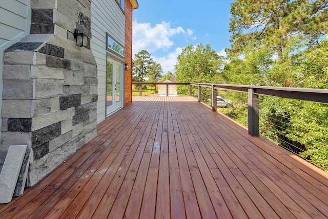 wooden deck with french doors