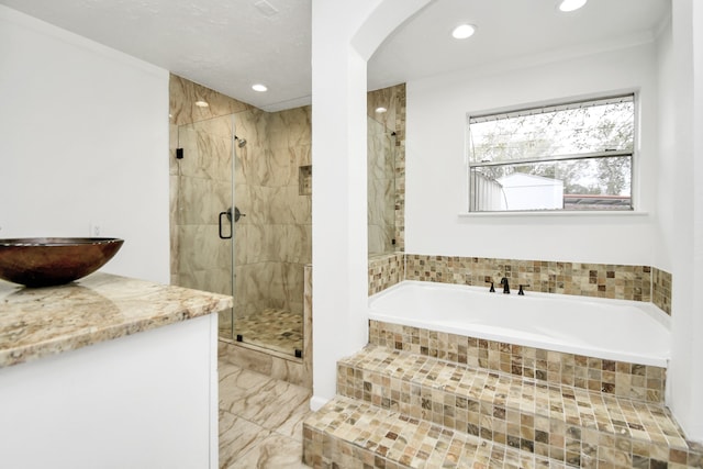 bathroom with plus walk in shower and sink