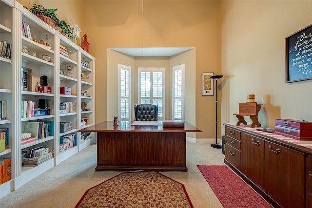 office space with light carpet